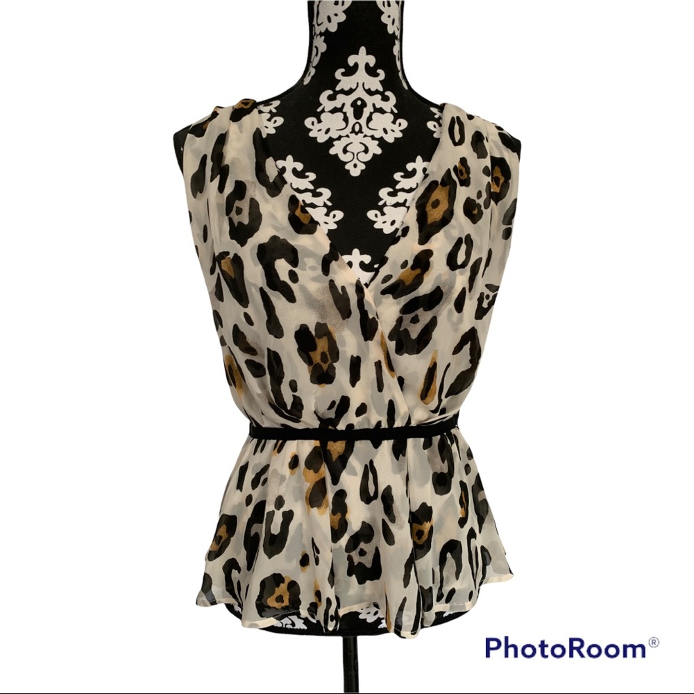 Victoria’s Secret Deep Plunge V Neck Leopard Print Blouse